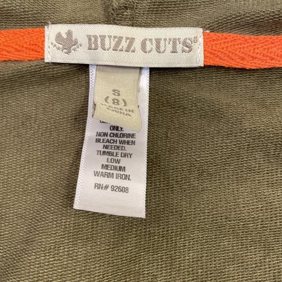 Buzz Cuts Boys Small (8) Zippered Hoodie Sweatshirt Green/Orange Long Sleeve - Picture 9 of 15